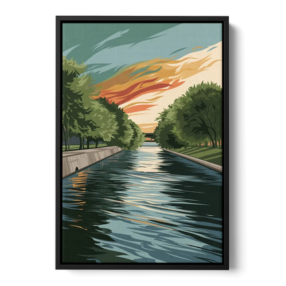 Tulsa Riverfront Views Front - Black Canvas Wall Art