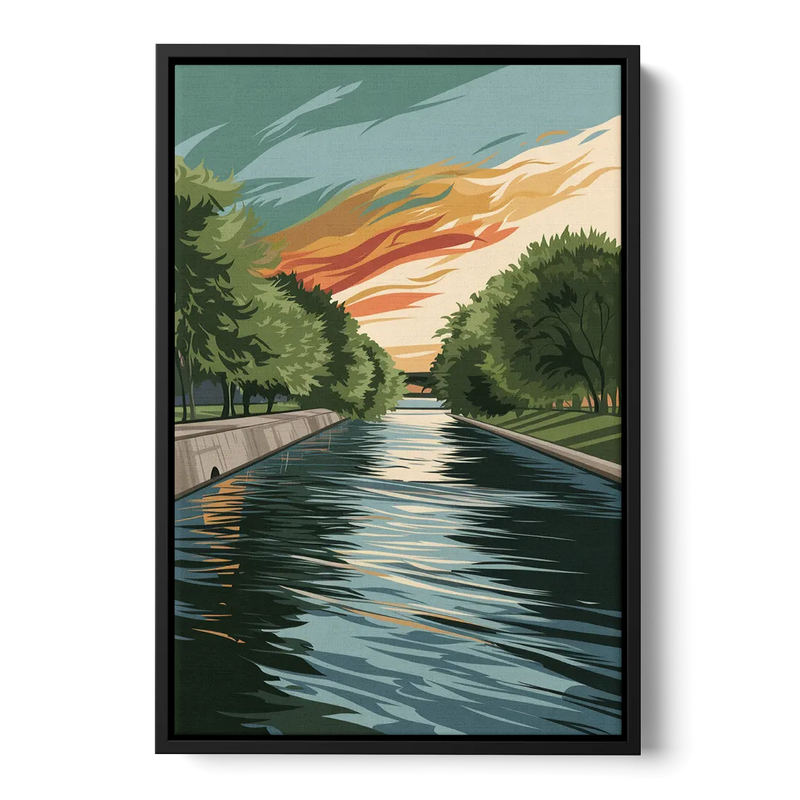 Tulsa Riverfront Views Front - Black Canvas Wall Art