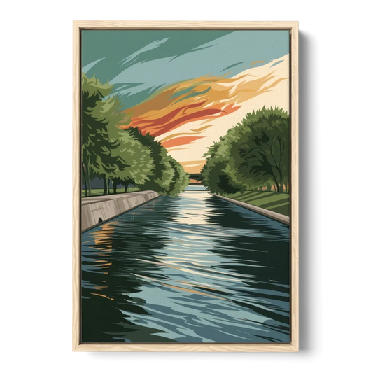 Tulsa Riverfront Views - Oak Framed Canvas Wall Art - Front