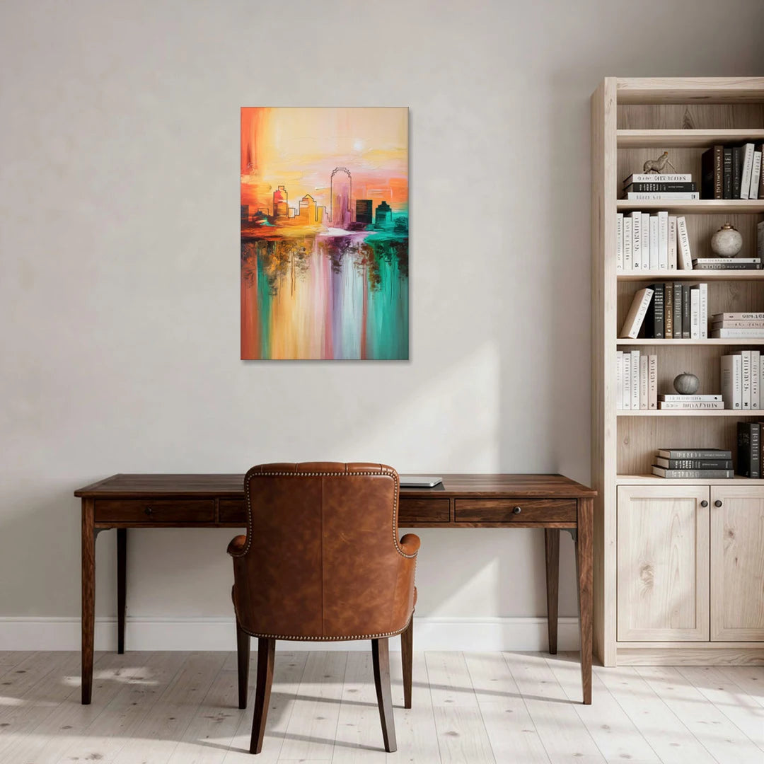 Tulsa Skyline Sunset - Canvas Wall Art - Office - 24x36