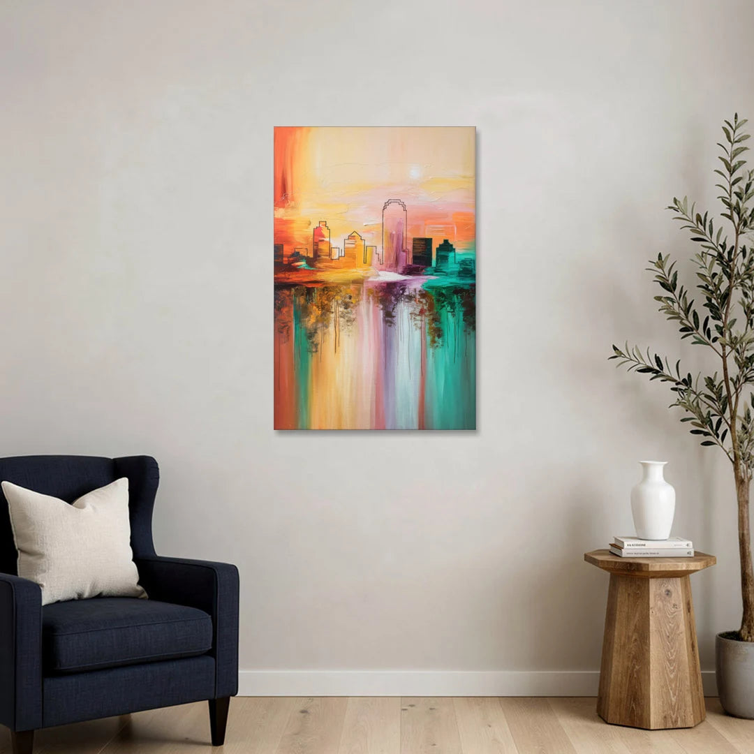 Tulsa Skyline Sunset - Canvas Wall Art - Sofa - 24x36