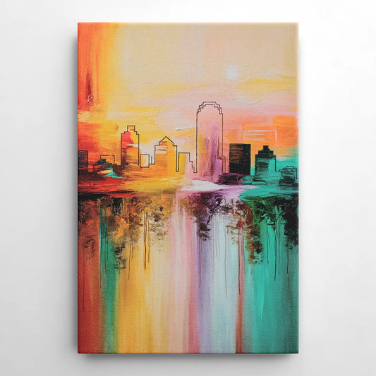 Tulsa Skyline Sunset - Canvas Wall Art