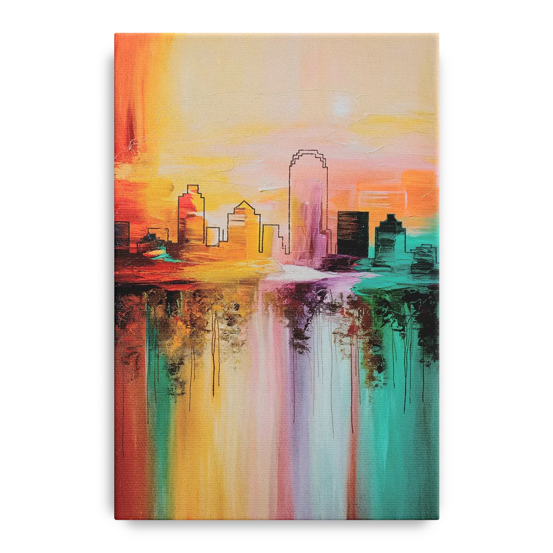 Tulsa Skyline Sunset Front - Canvas Wall Art