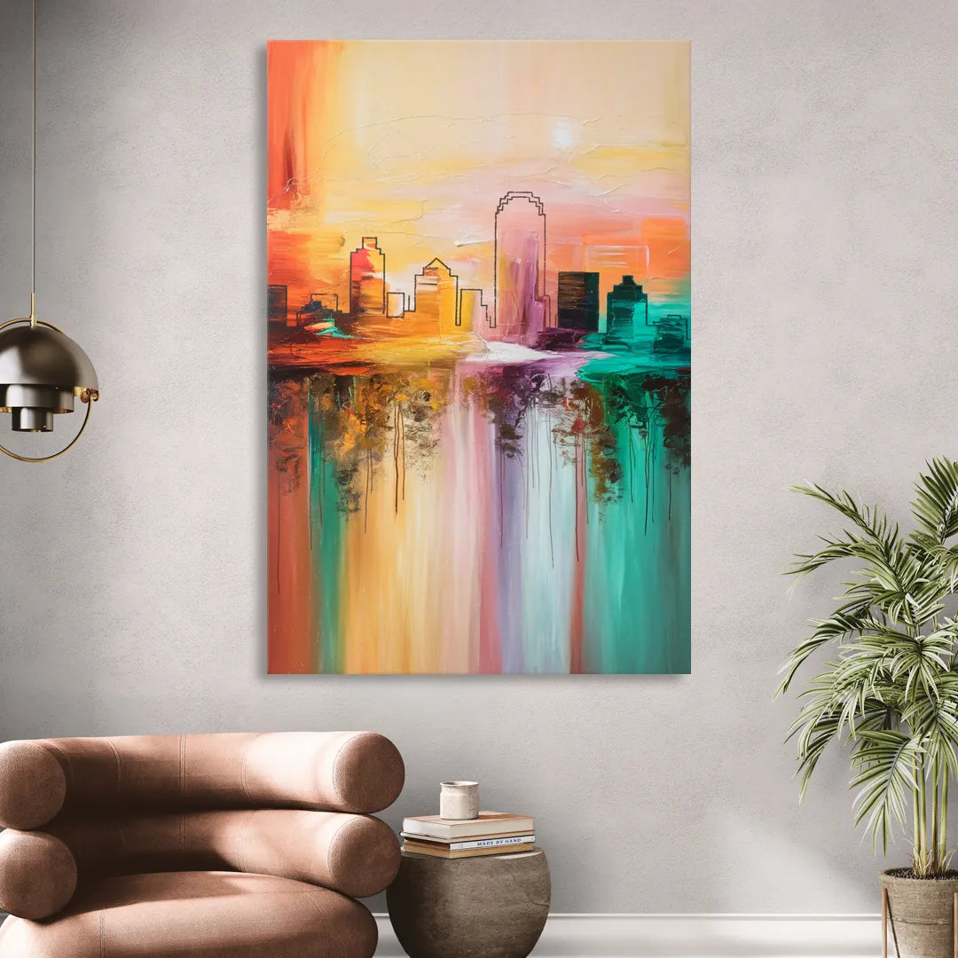Tulsa Skyline Sunset Sitting Room - Canvas Wall Art