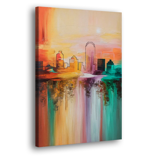 Tulsa Skyline Sunset Side - Canvas Wall Art