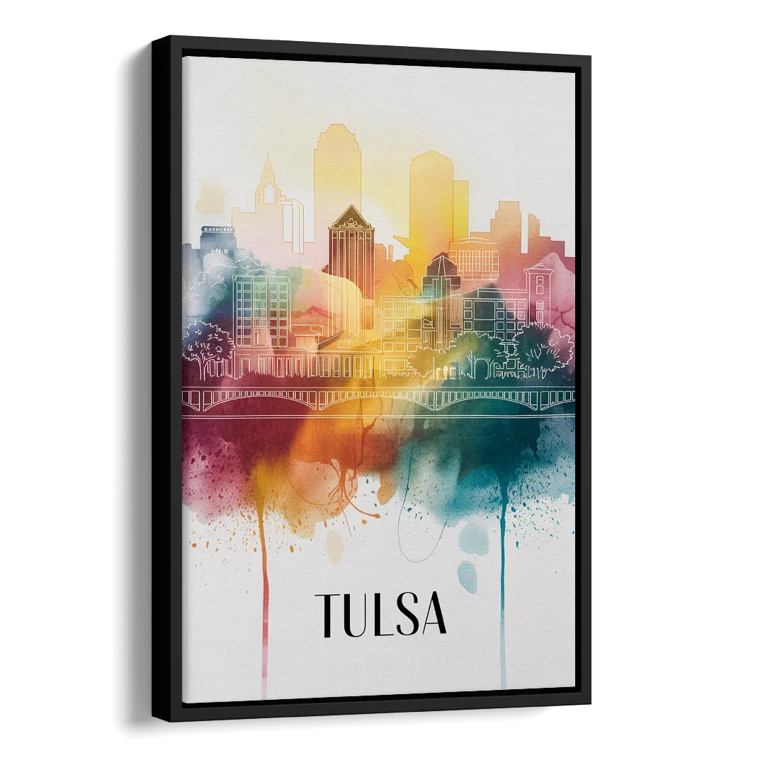 Tulsa Urban Charm Side - Black Canvas Wall Art