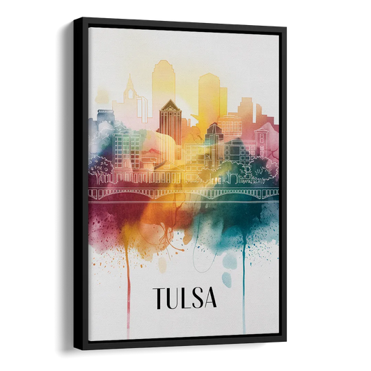 Tulsa Urban Charm Side - Black Canvas Wall Art