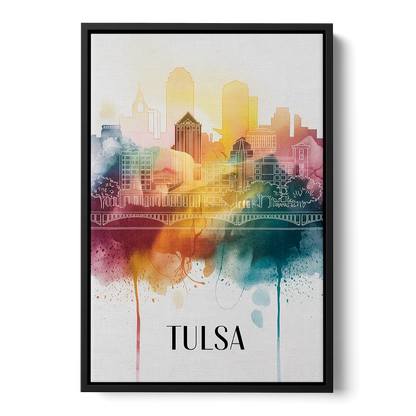 Tulsa Urban Charm Front - Black Canvas Wall Art