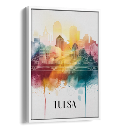 Tulsa Urban Charm Side - White Canvas Wall Art