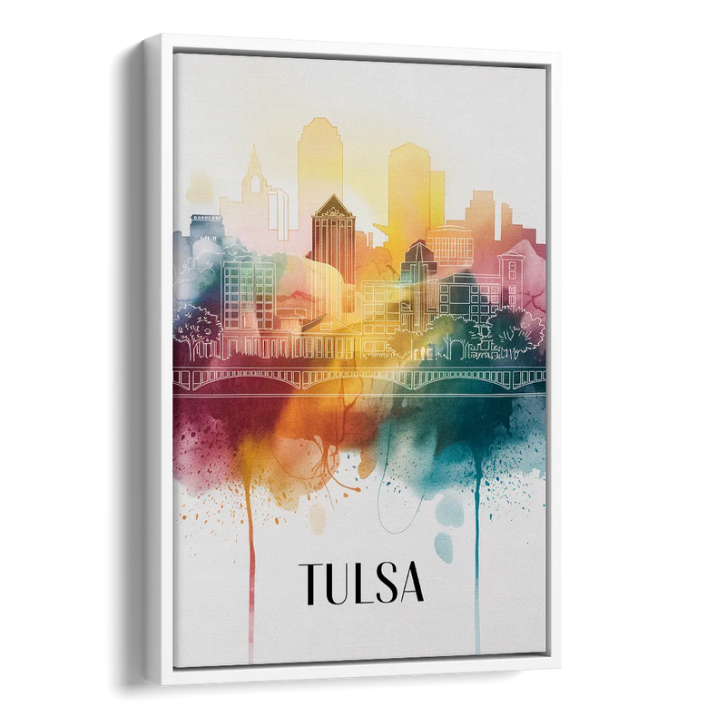 Tulsa Urban Charm Side - White Canvas Wall Art