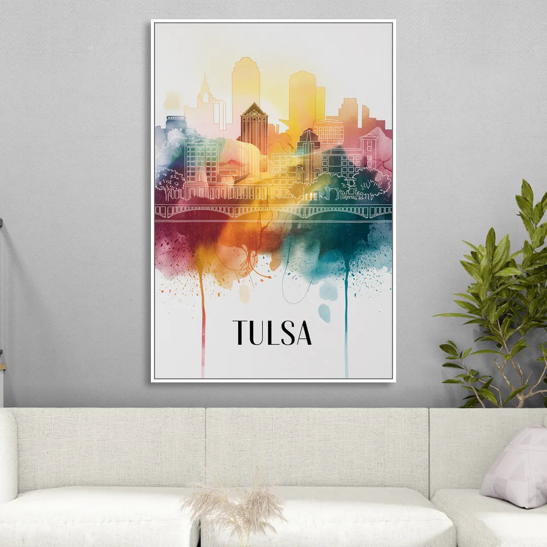 Tulsa Urban Charm Sitting Room - White Canvas Wall Art