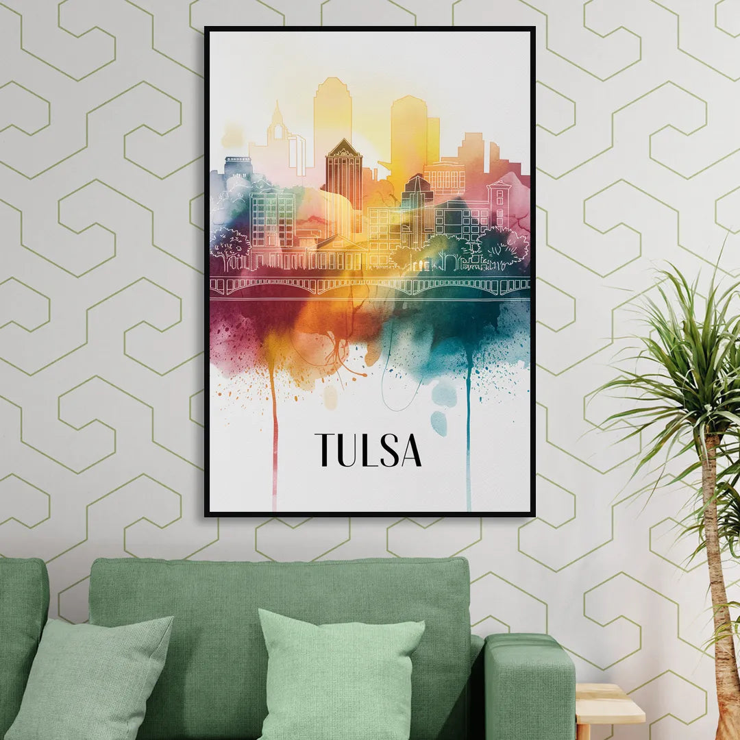 Tulsa Urban Charm Living Room - Black Canvas Wall Art