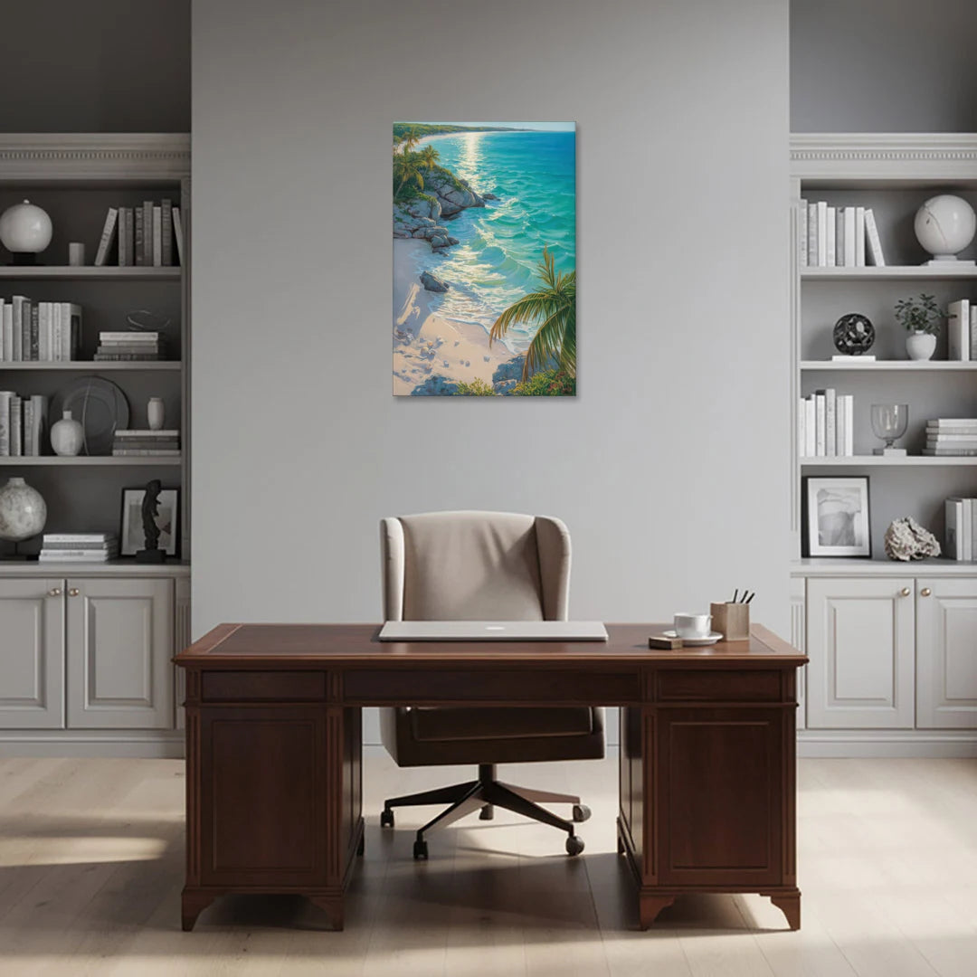 Tulum Beach Turquoise - Canvas Wall Art - Office - 24x36