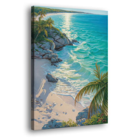Tulum Beach Turquoise - Canvas Wall Art - Side