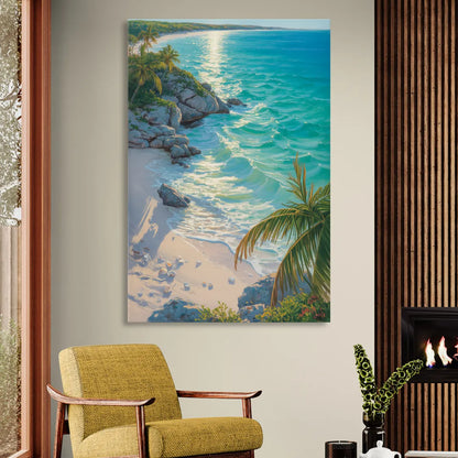 Tulum Beach Turquoise Sitting Room - Canvas Wall Art
