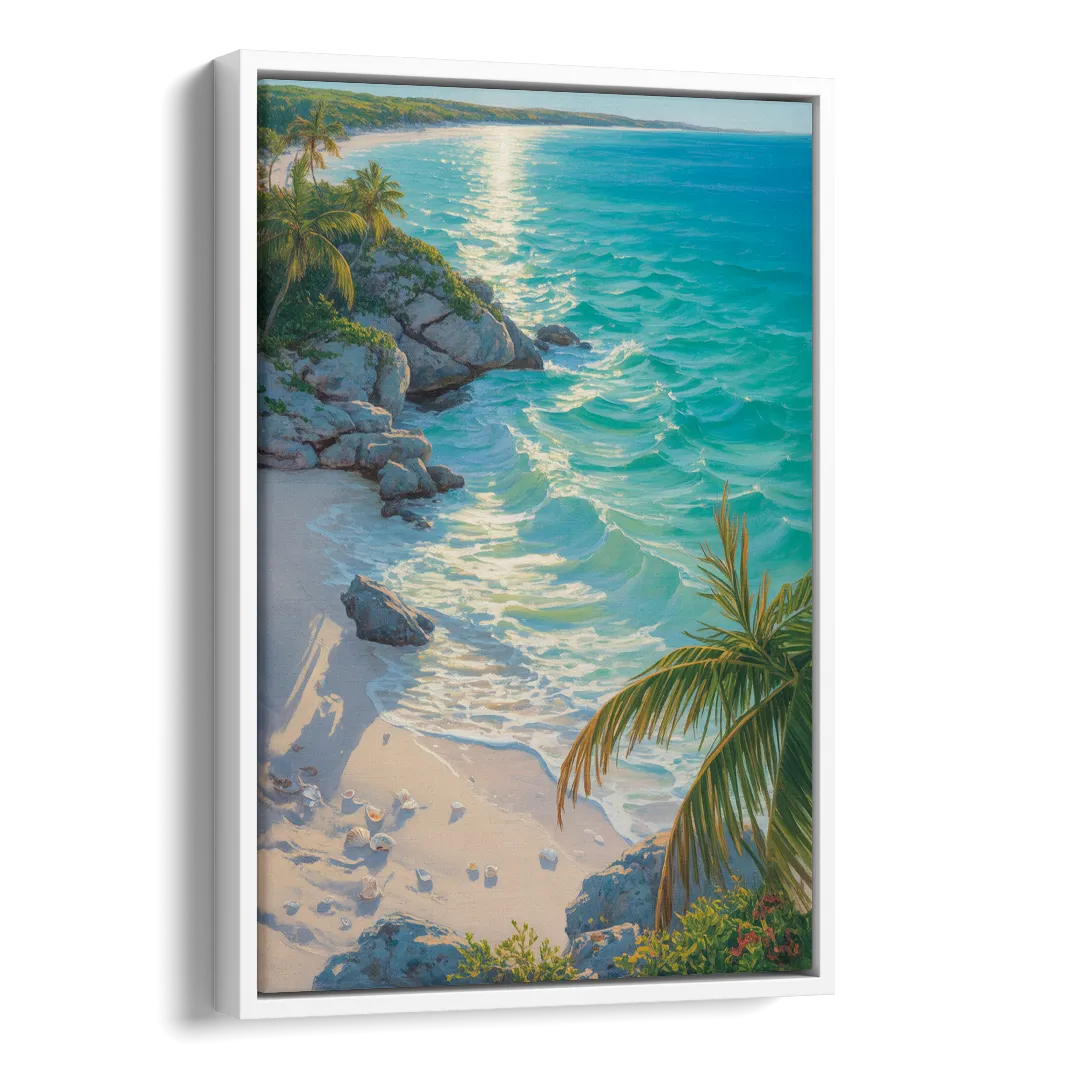 Tulum Beach Turquoise Side - White Canvas Wall Art