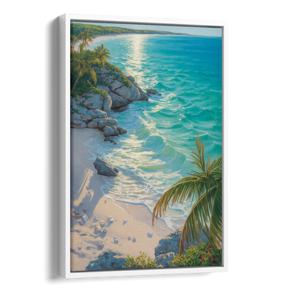 Tulum Beach Turquoise Side - White Canvas Wall Art