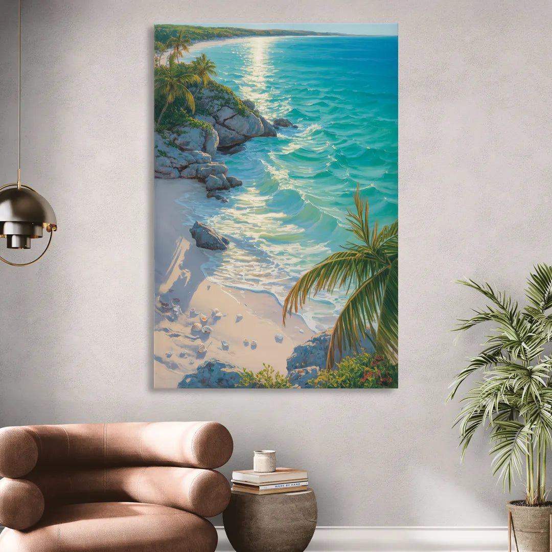 Tulum Beach Turquoise Living Room - Canvas Wall Art