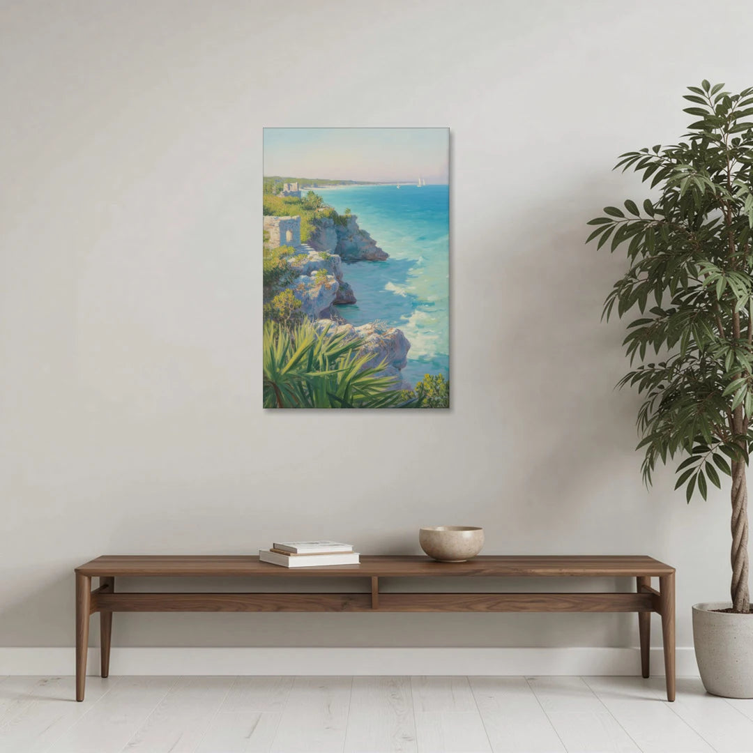 Tulum Cliff Ruins - Canvas Wall Art - Coffee Table - 24x36