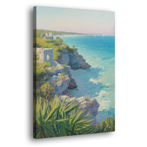 Tulum Cliff Ruins - Canvas Wall Art - Side