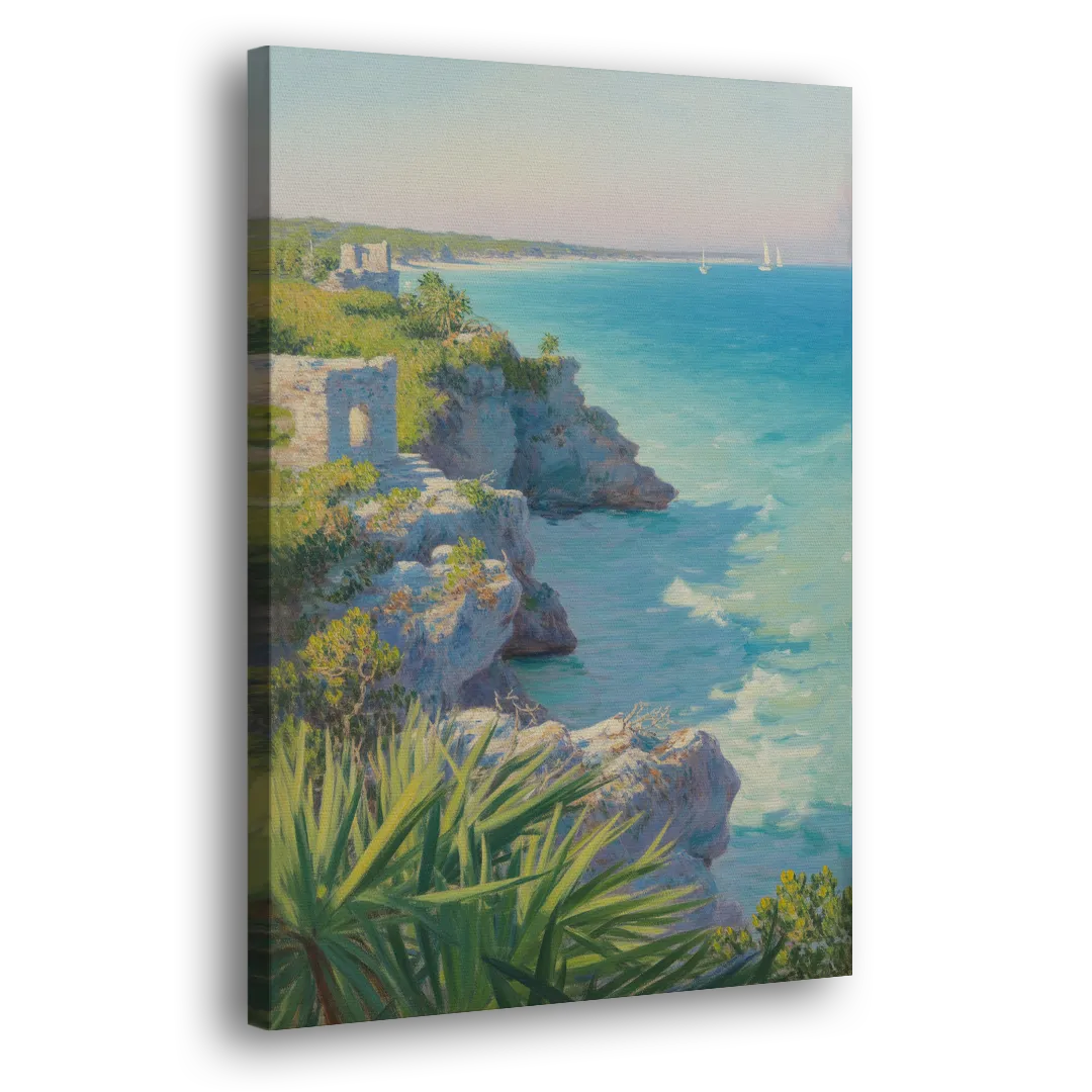 Tulum Cliff Ruins Side - Canvas Wall Art