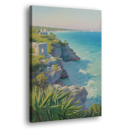 Tulum Cliff Ruins Side - Canvas Wall Art