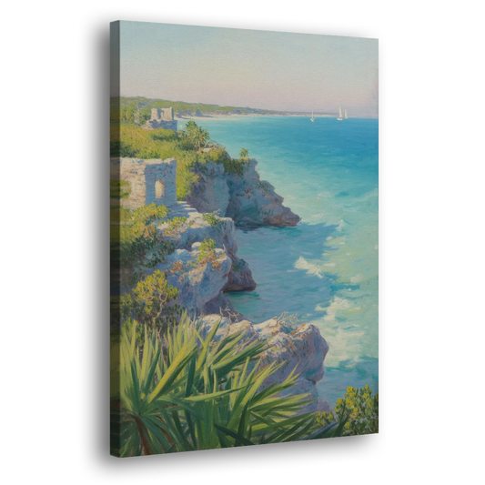 Tulum Cliff Ruins Side - Canvas Wall Art