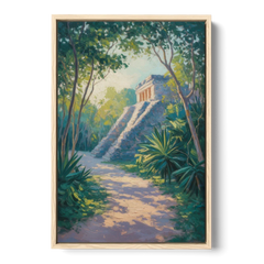 Tulum Jungle Path - Oak Framed Canvas Wall Art - Front