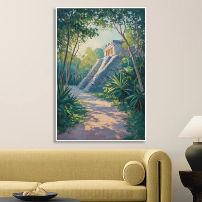 Tulum Jungle Path Sitting Room - White Canvas Wall Art