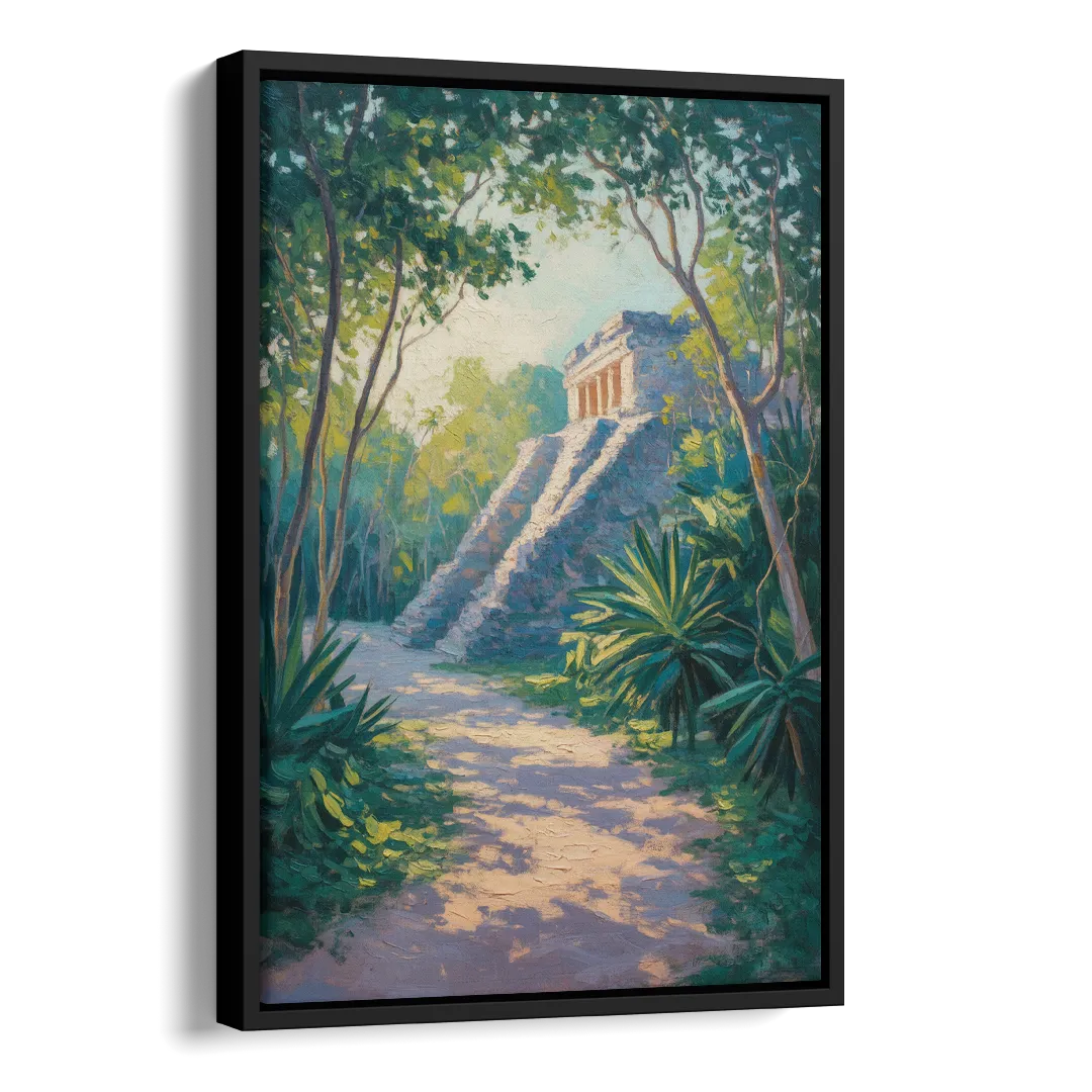 Tulum Jungle Path Side - Black Canvas Wall Art