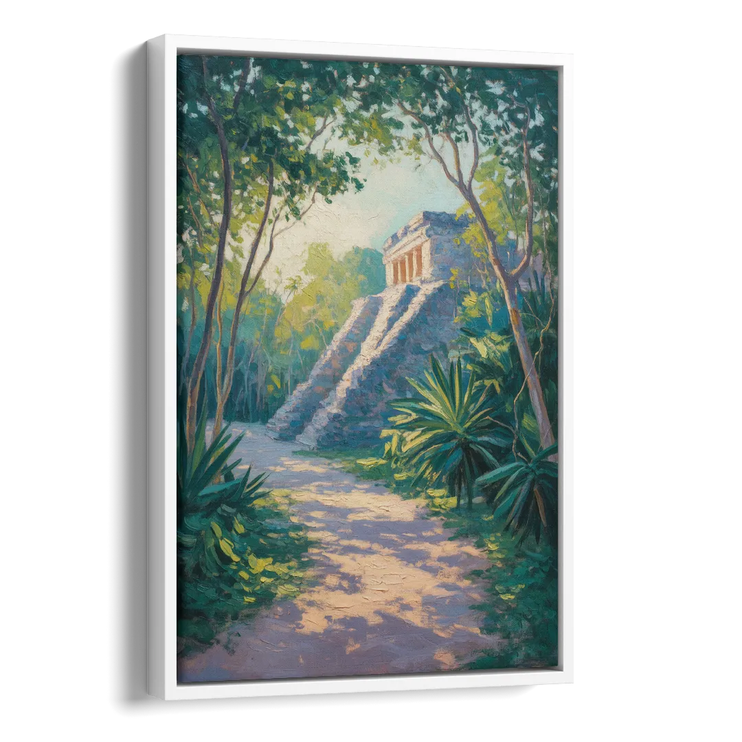 Tulum Jungle Path Side - White Canvas Wall Art