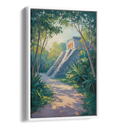 Tulum Jungle Path Side - White Canvas Wall Art