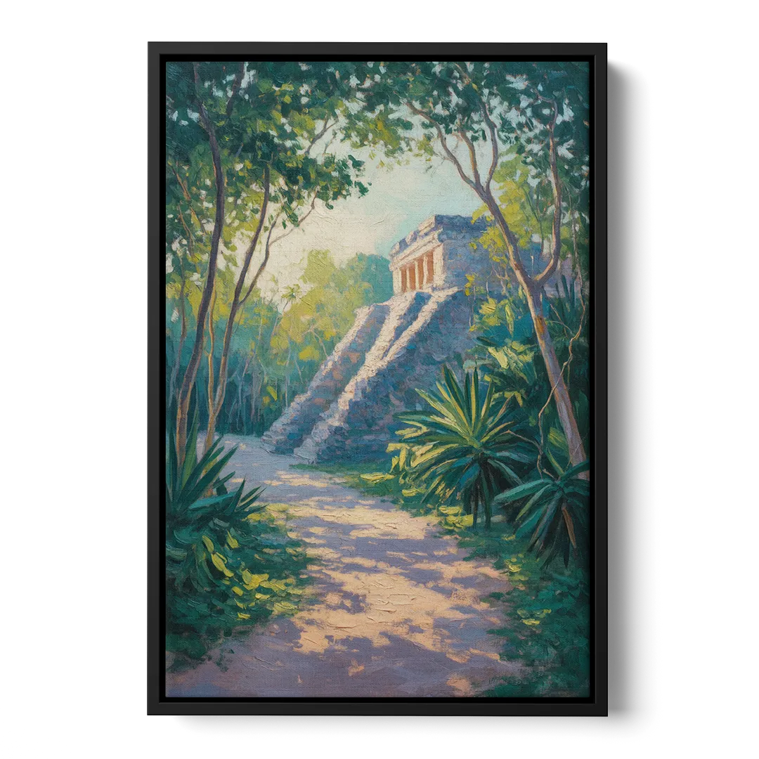 Tulum Jungle Path Front - Black Canvas Wall Art