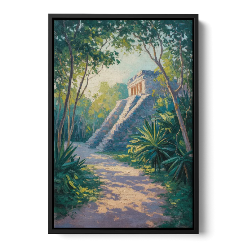 Tulum Jungle Path Front - Black Canvas Wall Art