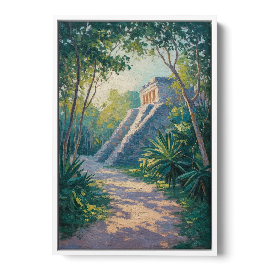 Tulum Jungle Path Front - White Canvas Wall Art