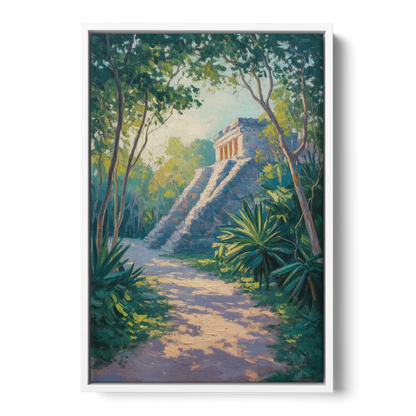 Tulum Jungle Path Front - White Canvas Wall Art