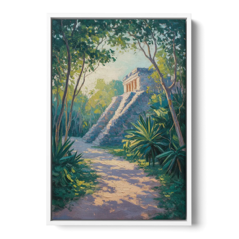 Tulum Jungle Path Front - White Canvas Wall Art