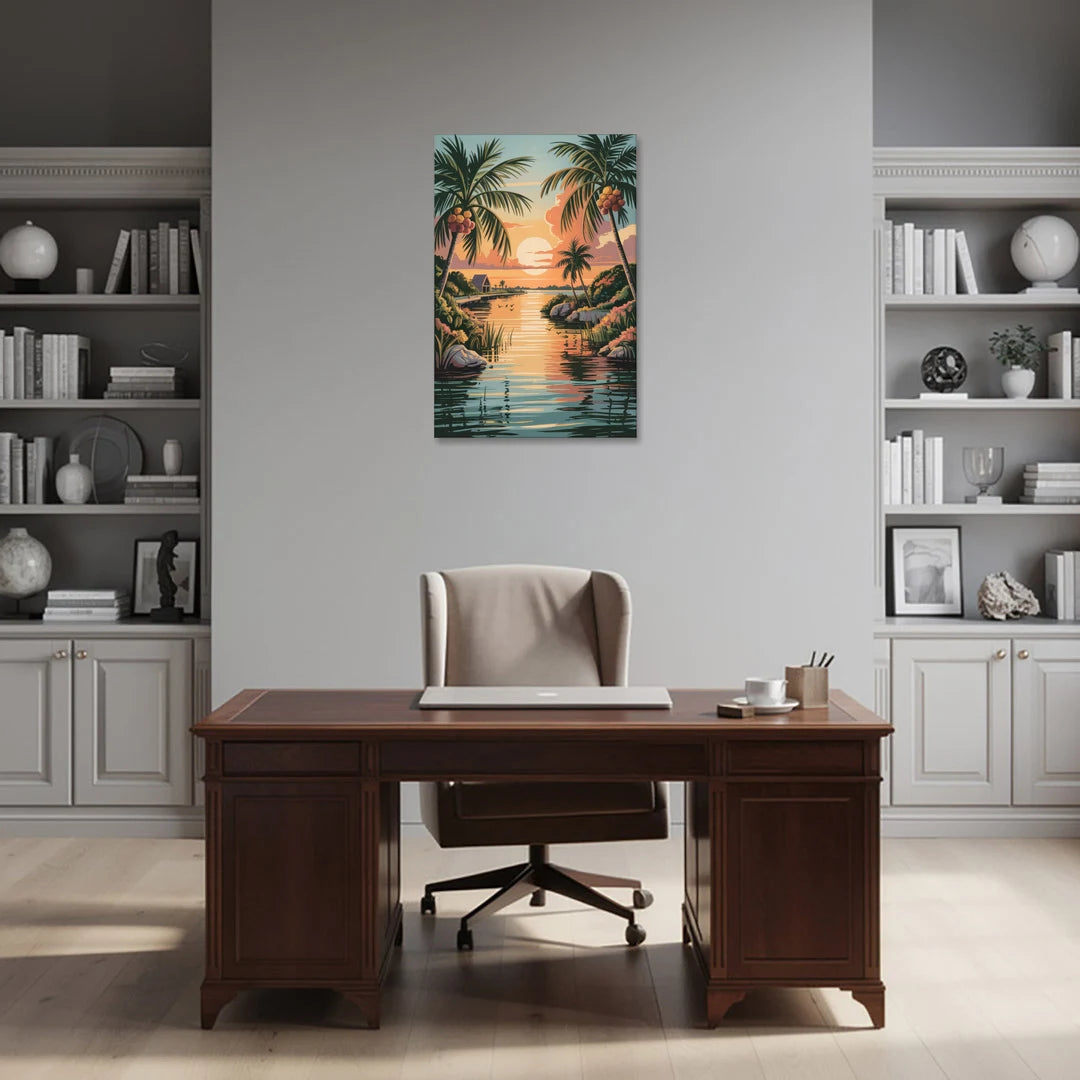 Tulum Lagoon Sunset - Canvas Wall Art - Office - 24x36
