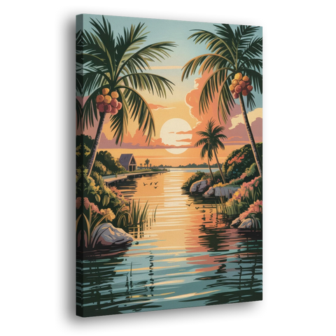 Tulum Lagoon Sunset - Canvas Wall Art - Side