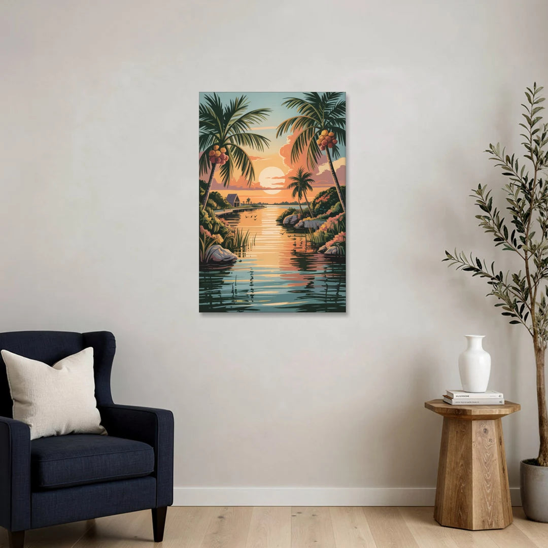 Tulum Lagoon Sunset - Canvas Wall Art - Sofa - 24x36