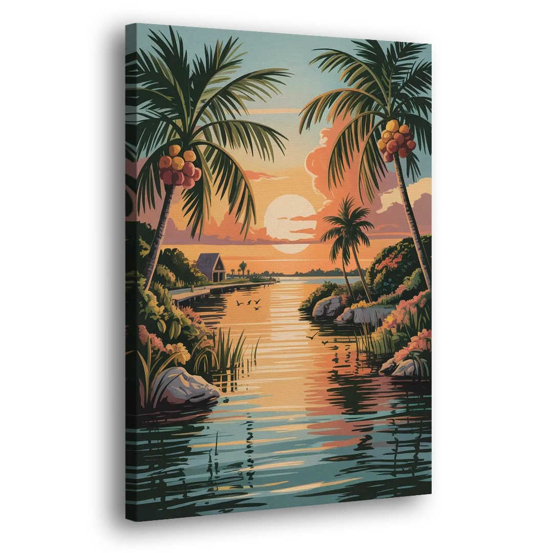 Tulum Lagoon Sunset Side - Canvas Wall Art