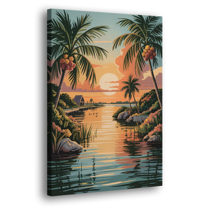 Tulum Lagoon Sunset Side - Canvas Wall Art