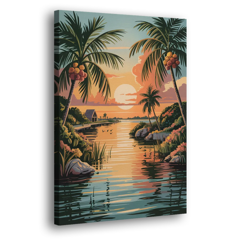 Tulum Lagoon Sunset - Canvas Wall Art