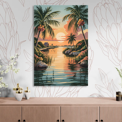 Tulum Lagoon Sunset Sitting Room - Canvas Wall Art