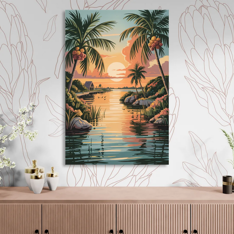 Tulum Lagoon Sunset Sitting Room - Canvas Wall Art