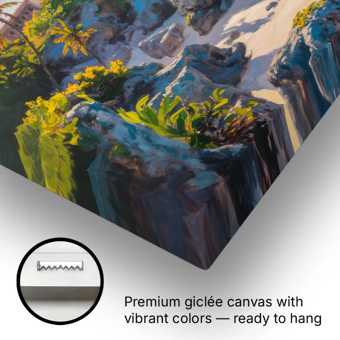 Tulum Ocean Cliffs - Canvas Wall Art - Gallery Wrap Corner
