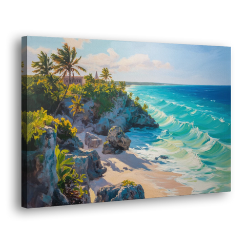 Tulum Ocean Cliffs - Canvas Wall Art - Side