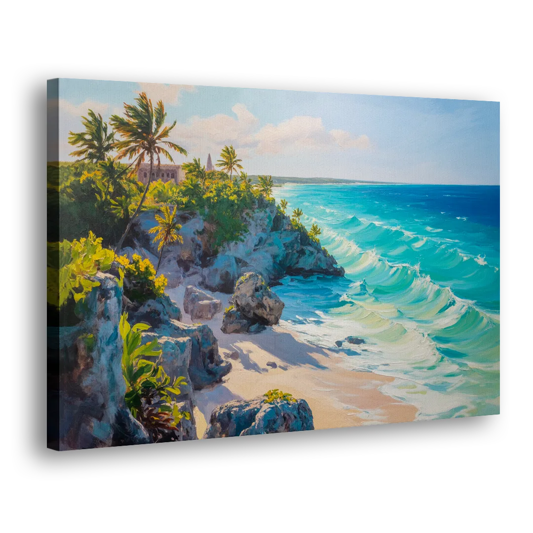 Tulum Ocean Cliffs Side - Canvas Wall Art