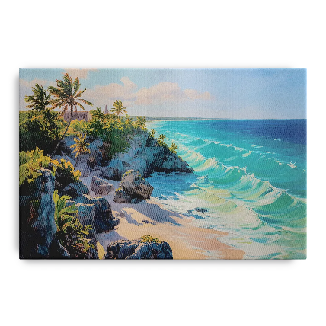 Tulum Ocean Cliffs Front - Canvas Wall Art