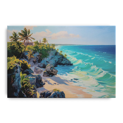 Tulum Ocean Cliffs Front - Canvas Wall Art